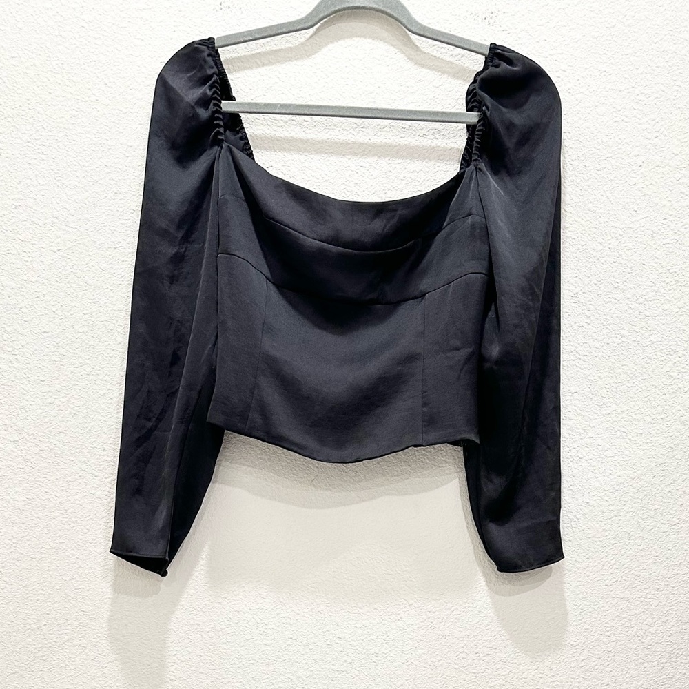 Pre-loved! Aritzia WILFRED Black Satin Long Sleeve Blouse!